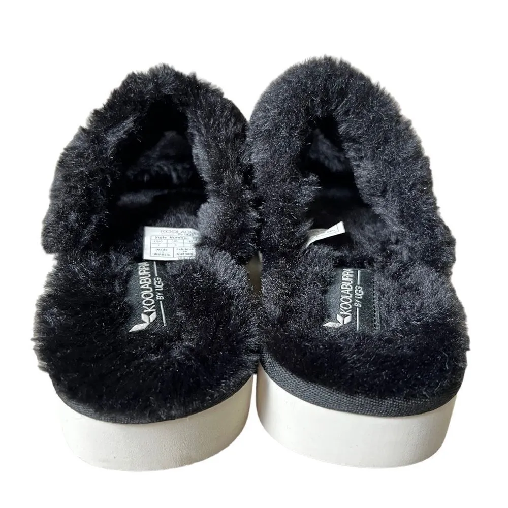KOOLABURRA BY UGG FUZZ ON FAUX-FUR SLIDE ON BLACK SANDALS - Image 10