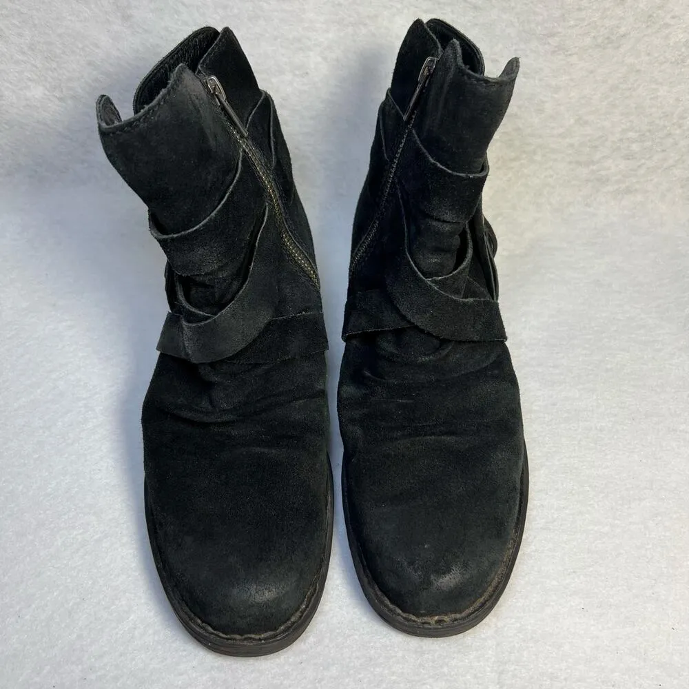 Born Eton Distressed Suede Leather Ankle Boots Tassels Black Womens Size 6.5 - Image 3