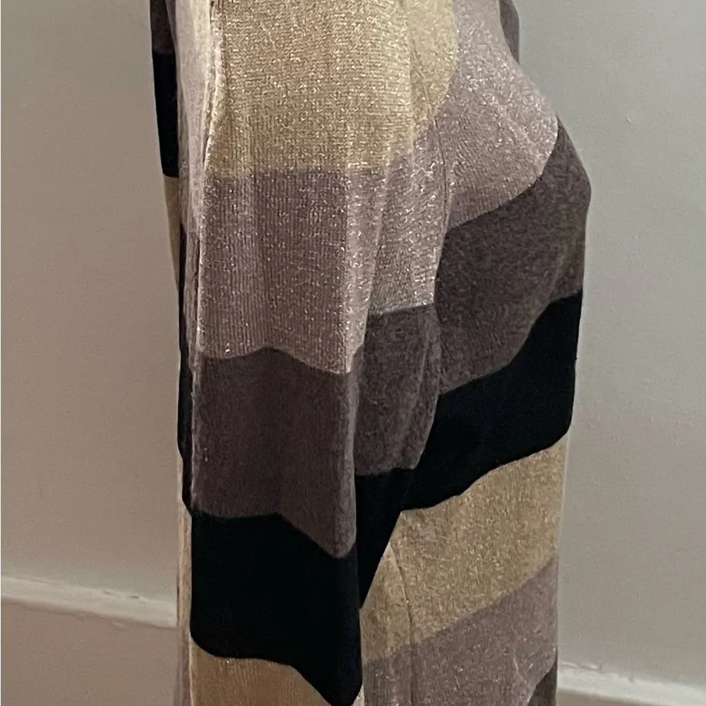 Planet striped lurex gold black pink round neck long sleeve sweater, size S - Image 7