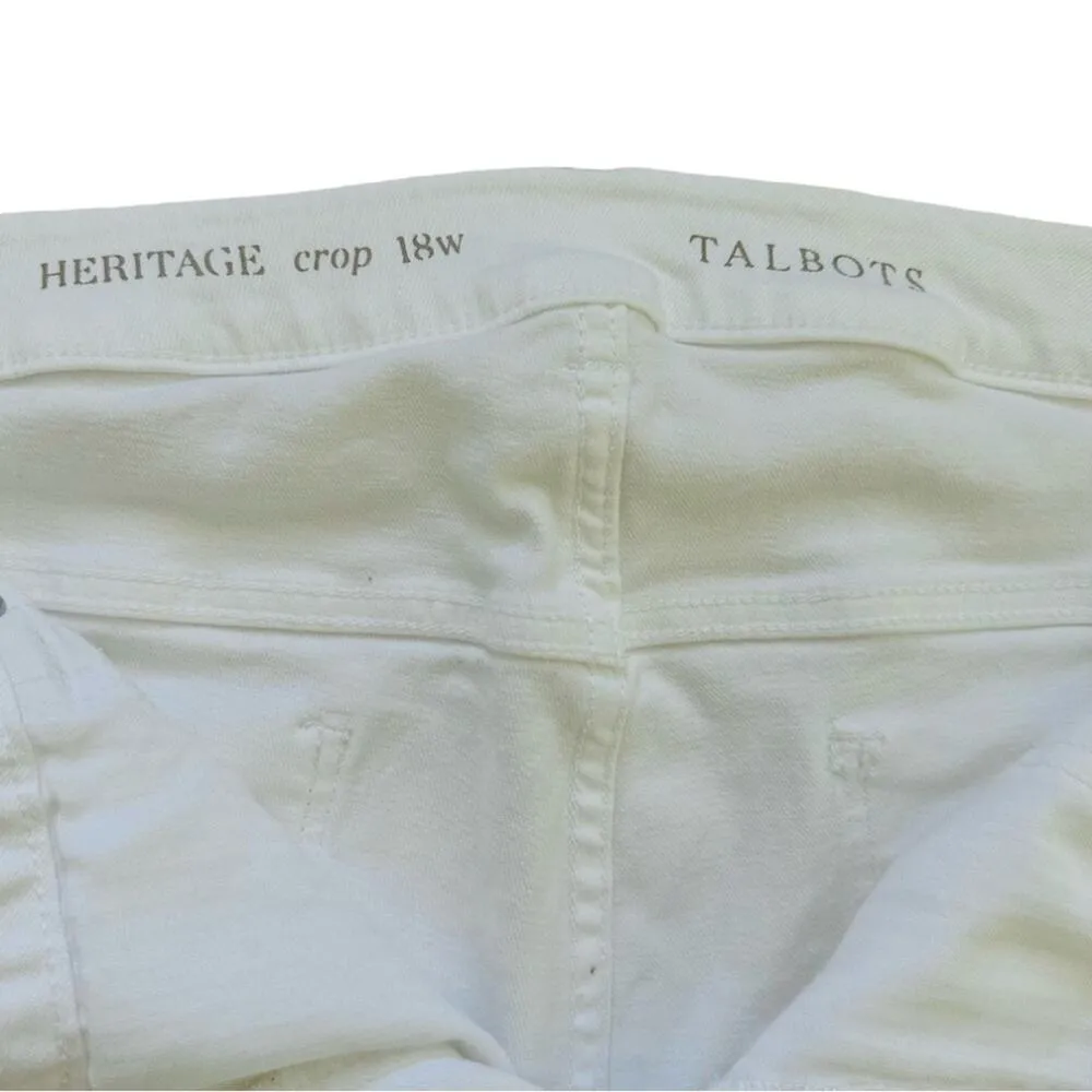 Talbots Jeans Heritage White Stretch Straight Crop Ankle Zipper Denim Size 18W - Image 2