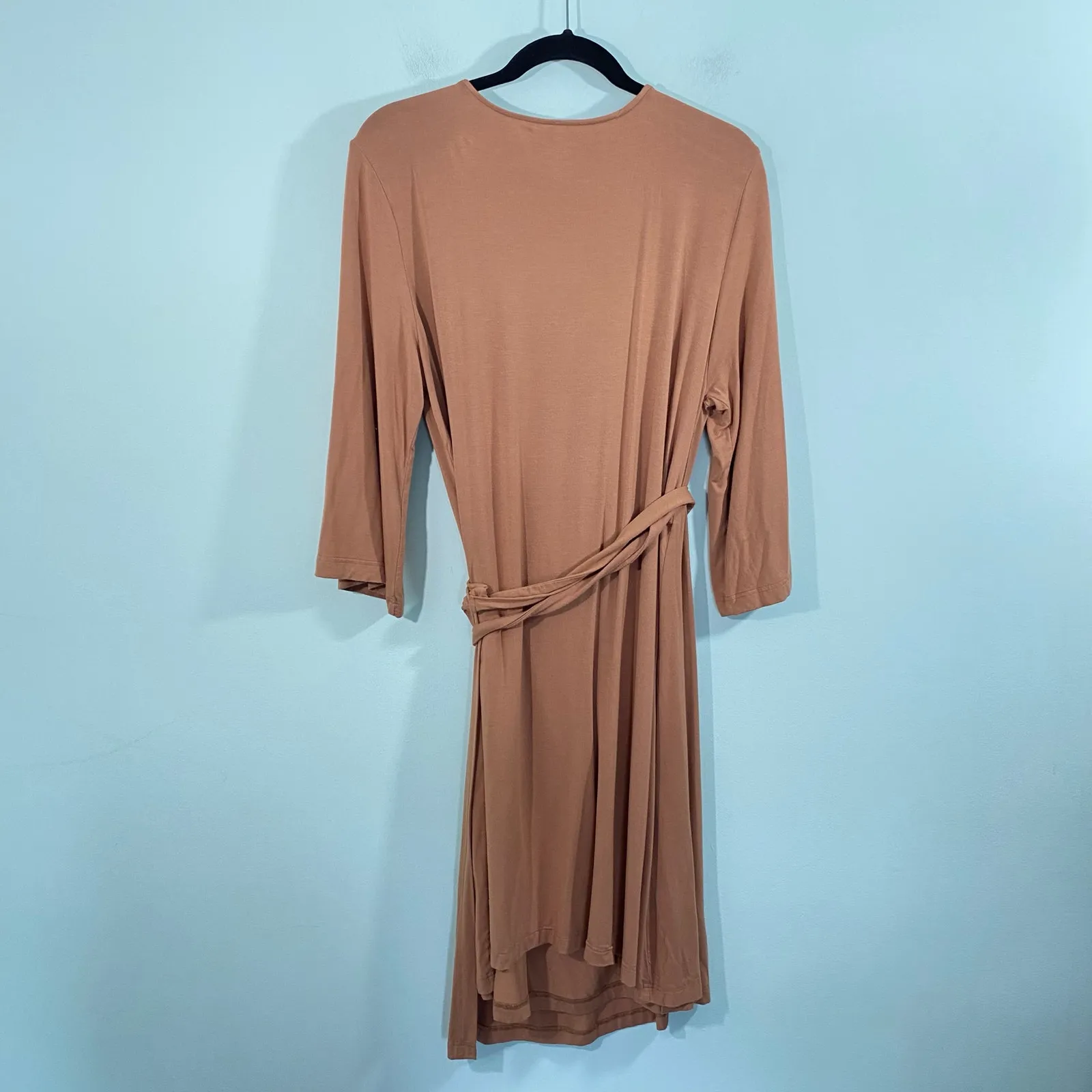 Caden Lane Maternity Postpartum Breast Feeding Bamboo Short Sleeve Wrap Dress Brown Size M - Image 3