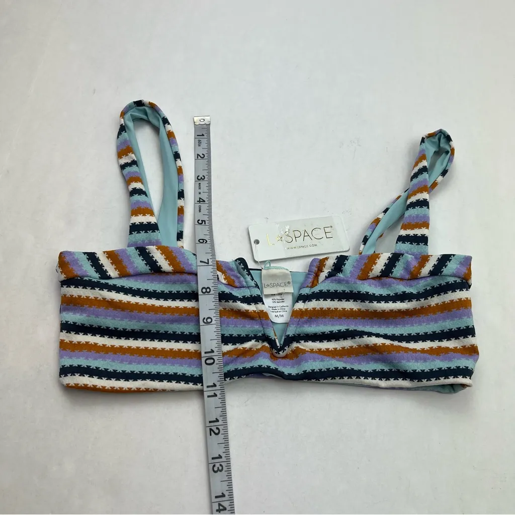 L*Space Lee Lee Top V Wire Center Pull Over Bikini Top Stripe Medium NEW *FLAW‎ - Image 10