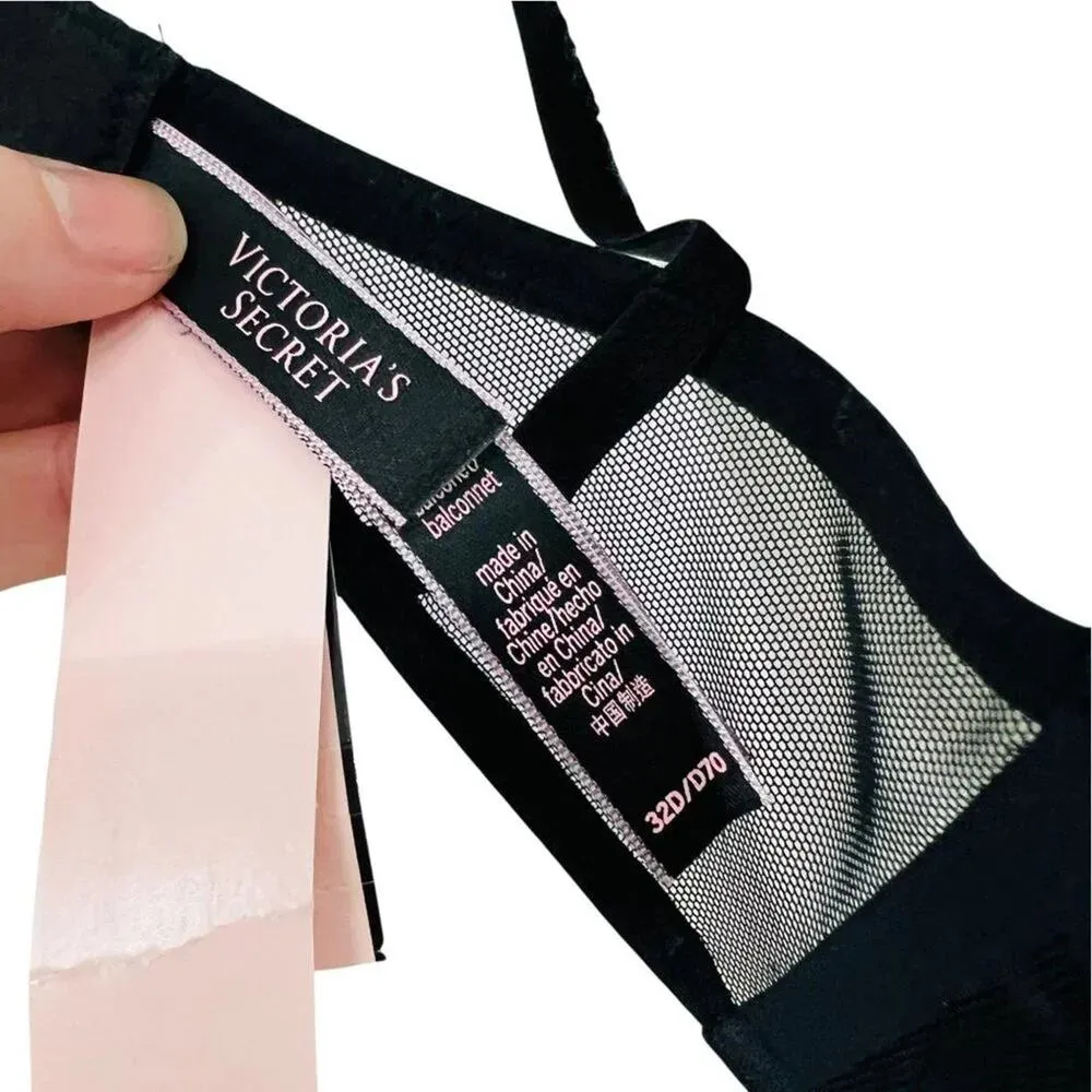 Victoria's Secret Black Strappy Star Embellishment Bra 32D Lingerie Bondage - Image 8