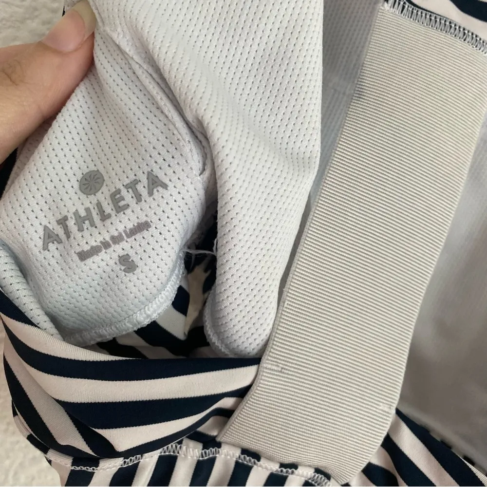 navy blue and white stripe workout sports bra T back size S - Image 5