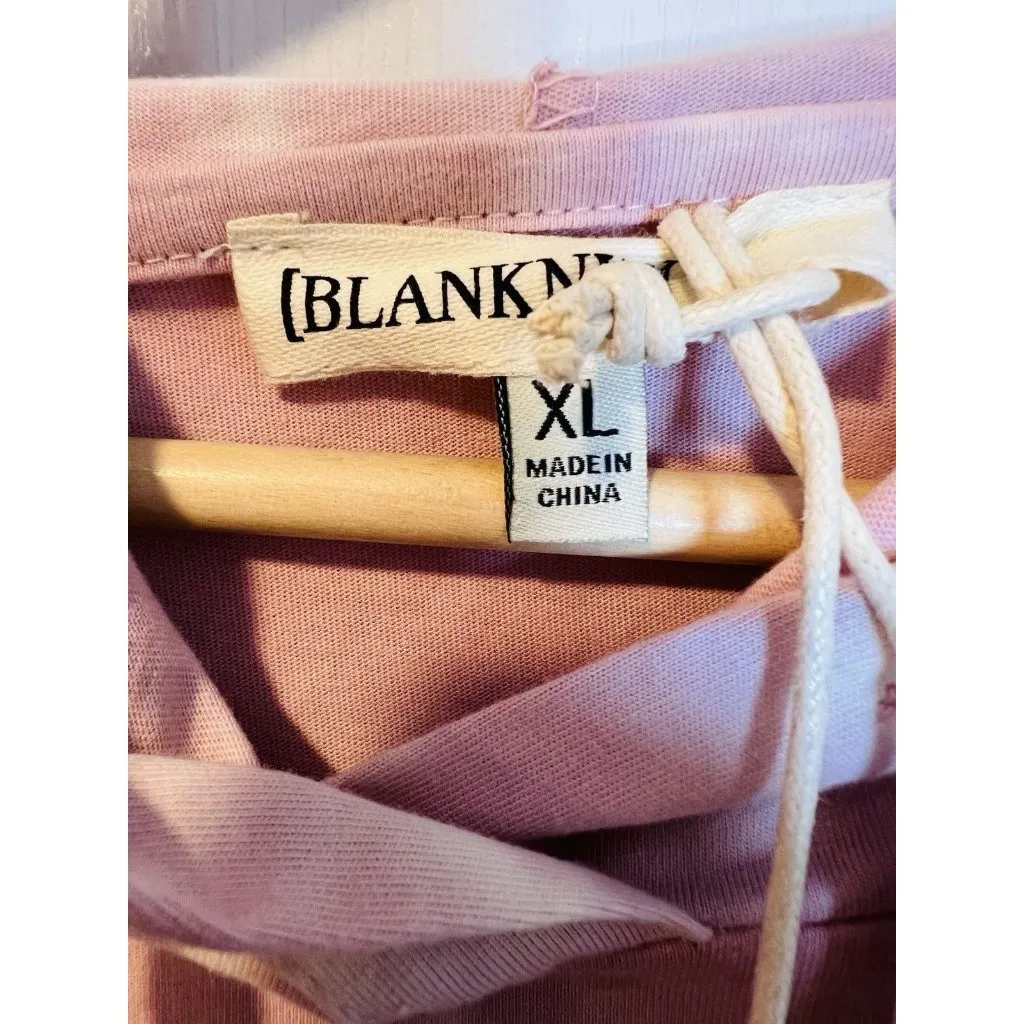 Blank NYC Rosewater Tie Dyed Hoodie Pink Size XL Cropped Lightweight 100% Cotton - Image 5