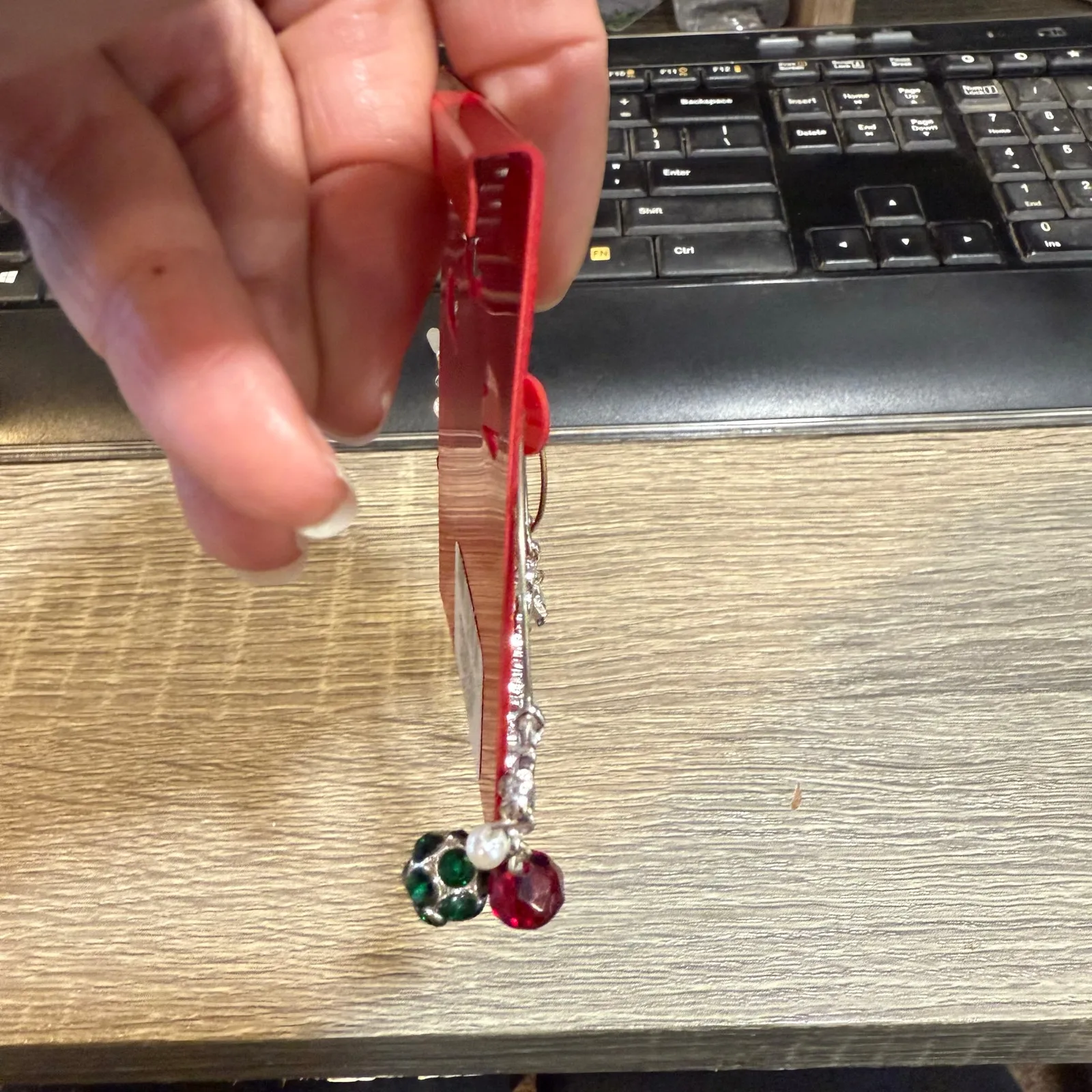 Holiday Lane Silver Tone Multicolor Merry Christmas Hoop Earring NWT - Image 4