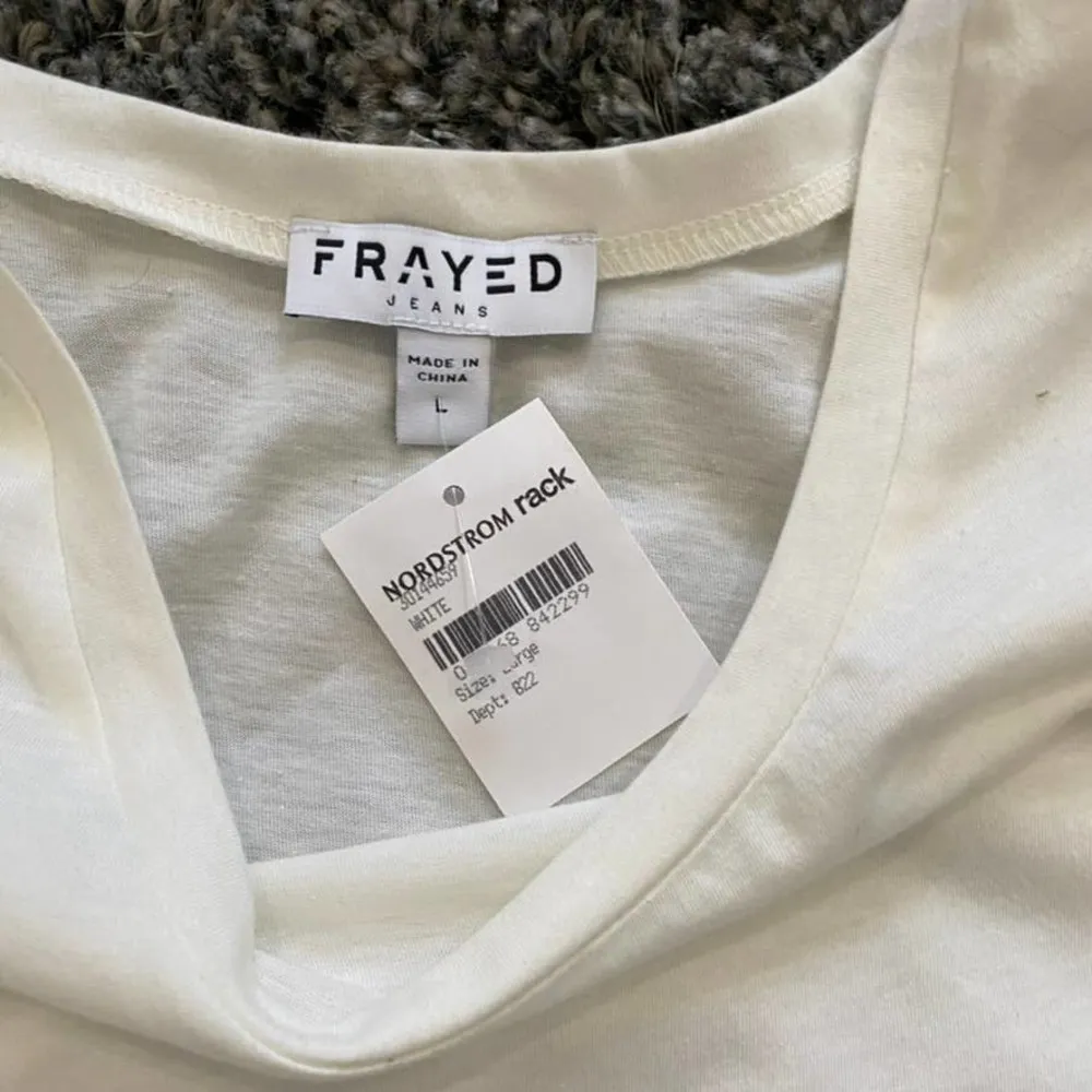 Frayed Jeans Distressed Tank Top​​​​in White, Size L​​​​​​​ White Size L - Image 2