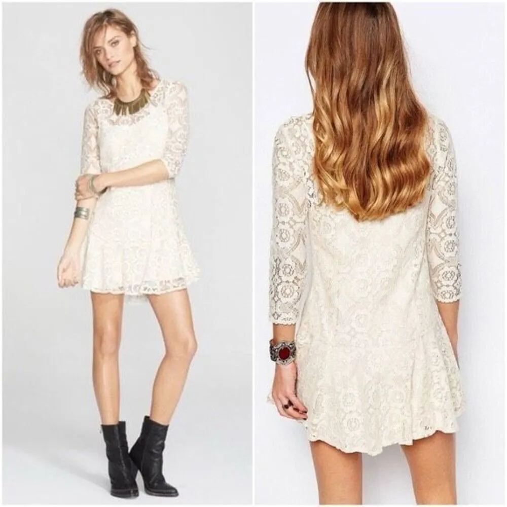 ✨Walking To The Sun Sz 2 Cream Dress in Cream Free People✨ - Image 5