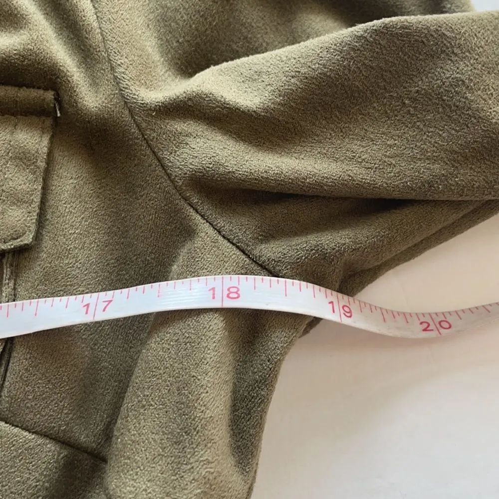Kendall + Kylie Military Faux Suede Belted light weight jacket Army green XS - Image 7