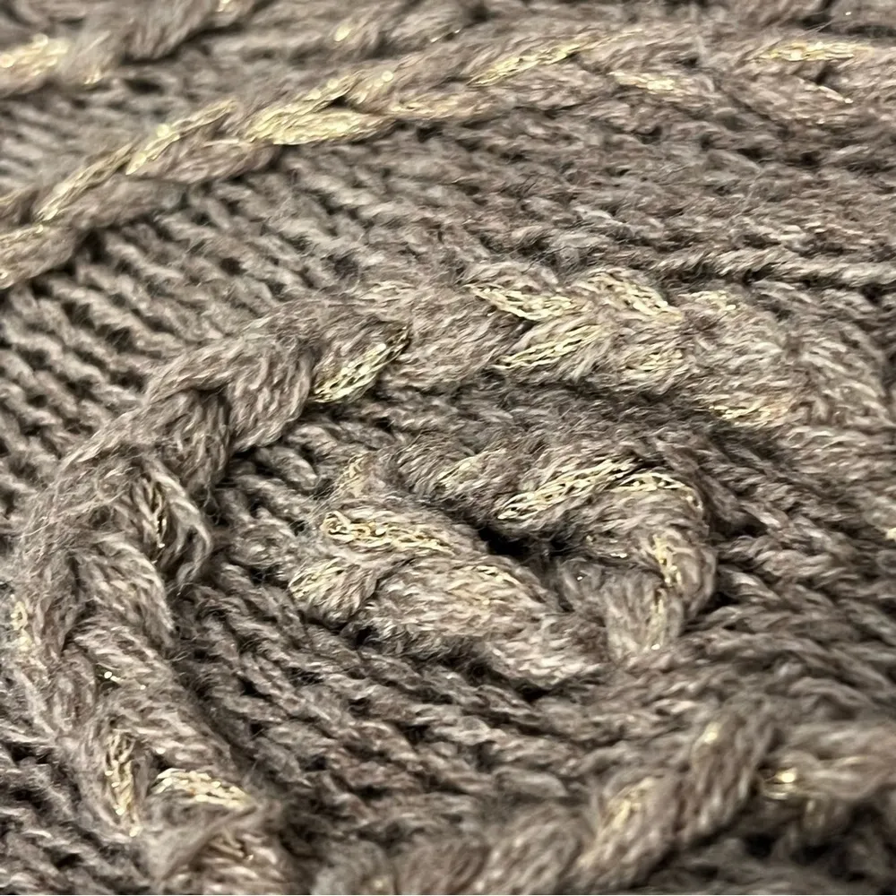 Tribal Lagenlook double breasted buttondown poncho cardigan, chunky knit OS Tan Size undefined - Image 7