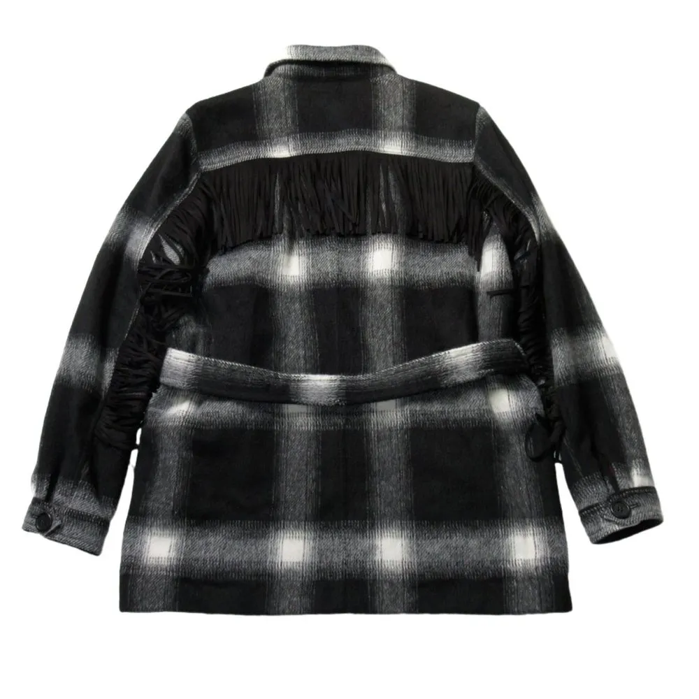 NWT Mother The Fringe Patch Coat in Line 'Em Up Plaid Brushed Flannel Jacket L Size L - Image 8