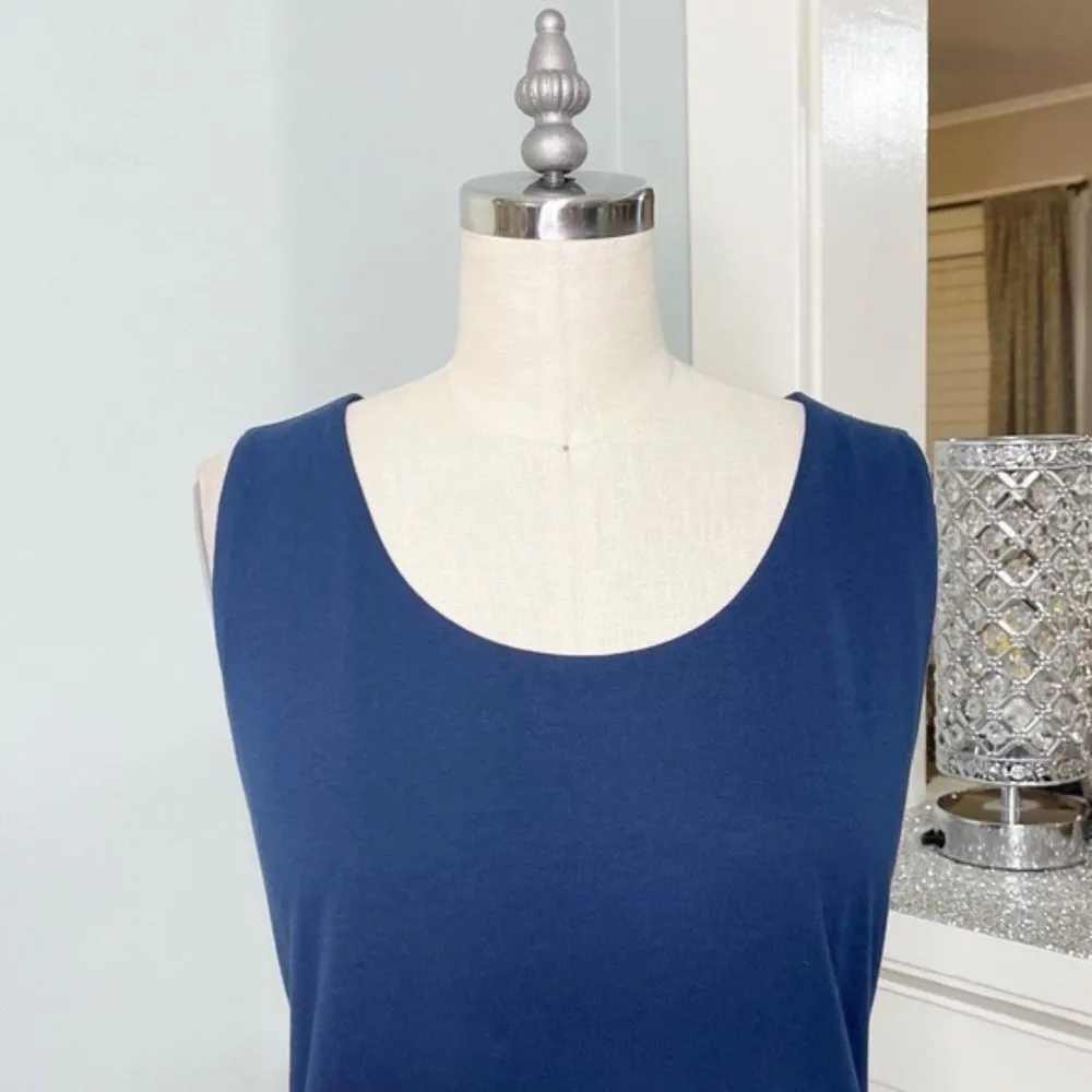J.Jill Layered Cotton Tank Top Pure Jill Navy Blue Small - Image 3