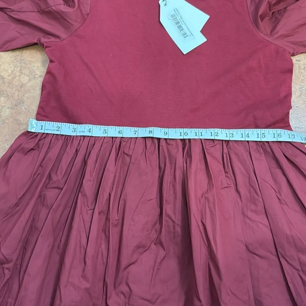 NWT English Factory Puff Sleeve High Low Knit Combo Dress size S - Image 11