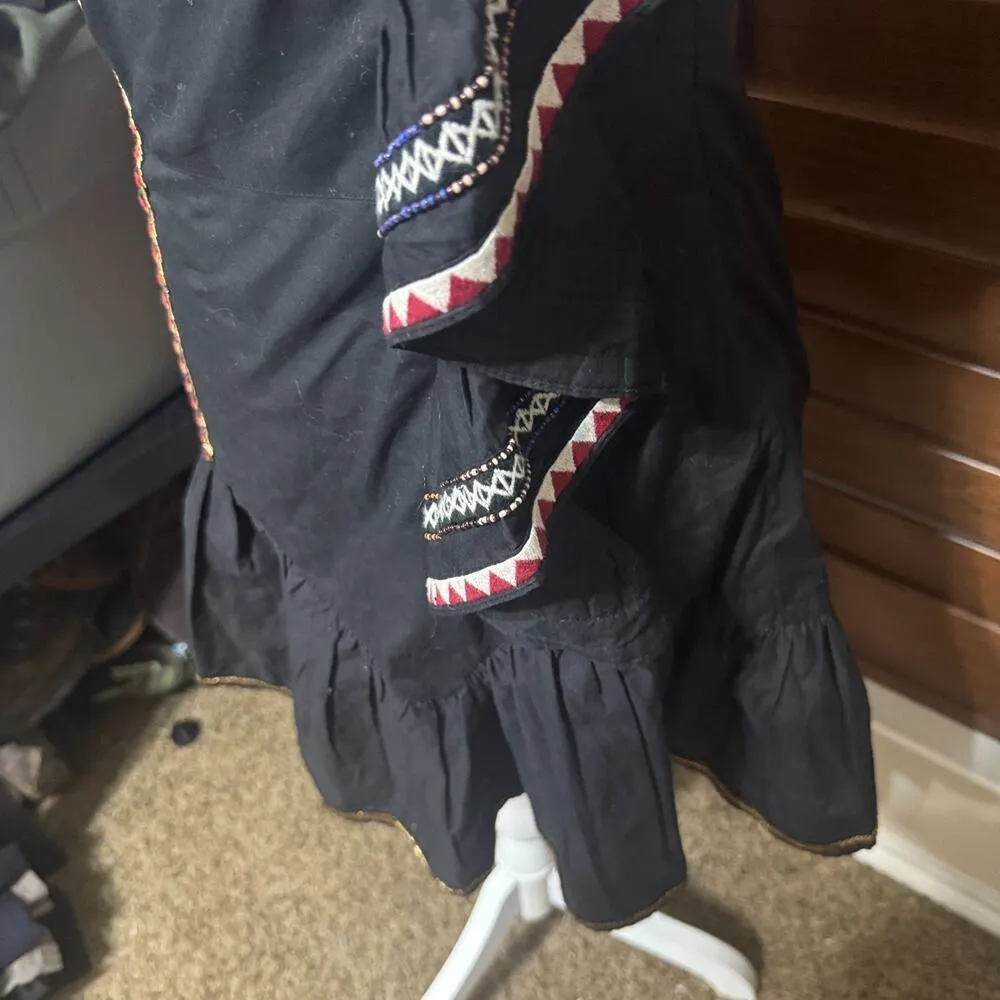 Love Shack Fancy Black 100% Cotton One Shoulder Ruffle Dress sz 2 Mexican Fiesta - Image 3