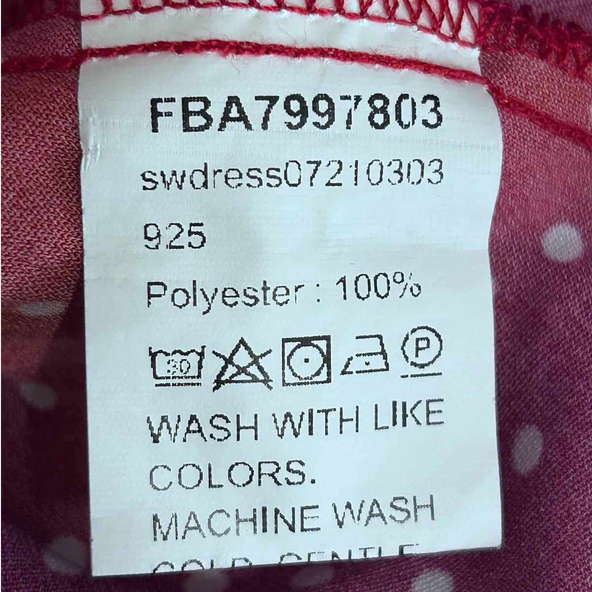 Unknown Brand Women's Red White Polka Dot Short Sleeve Dress w/Bow Size‎ XS - Image 5