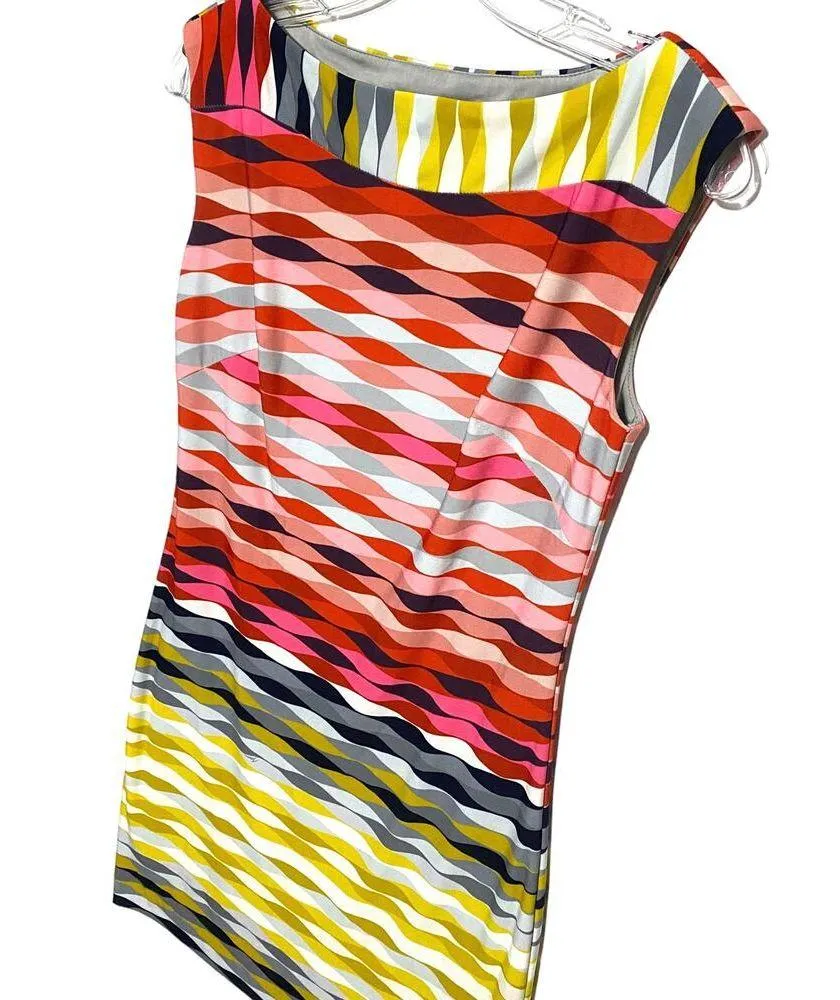Trina Turk Felana Dress Sz 0 Multicolor Wavy Geometric Sleeveless Stretch Lined - Image 2