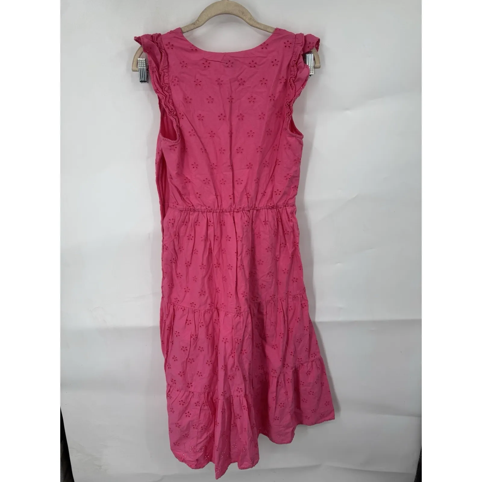 J. Crew Eyelet Midi Dress Women 4 Pink Preppy Peasant Coquette Whimsical Cottage - Image 3