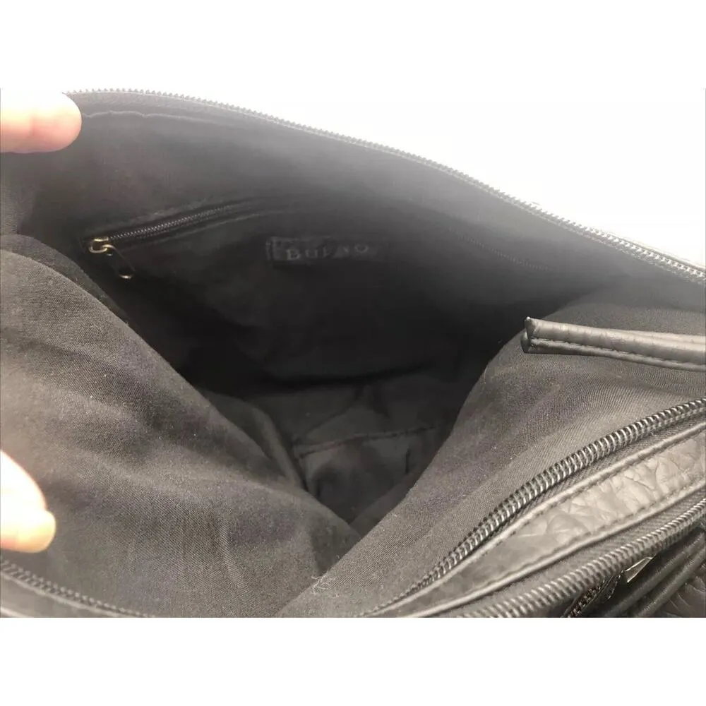 Bueno Black Textured Faux Leather Purse Crossbody Handbag Purse - Image 10