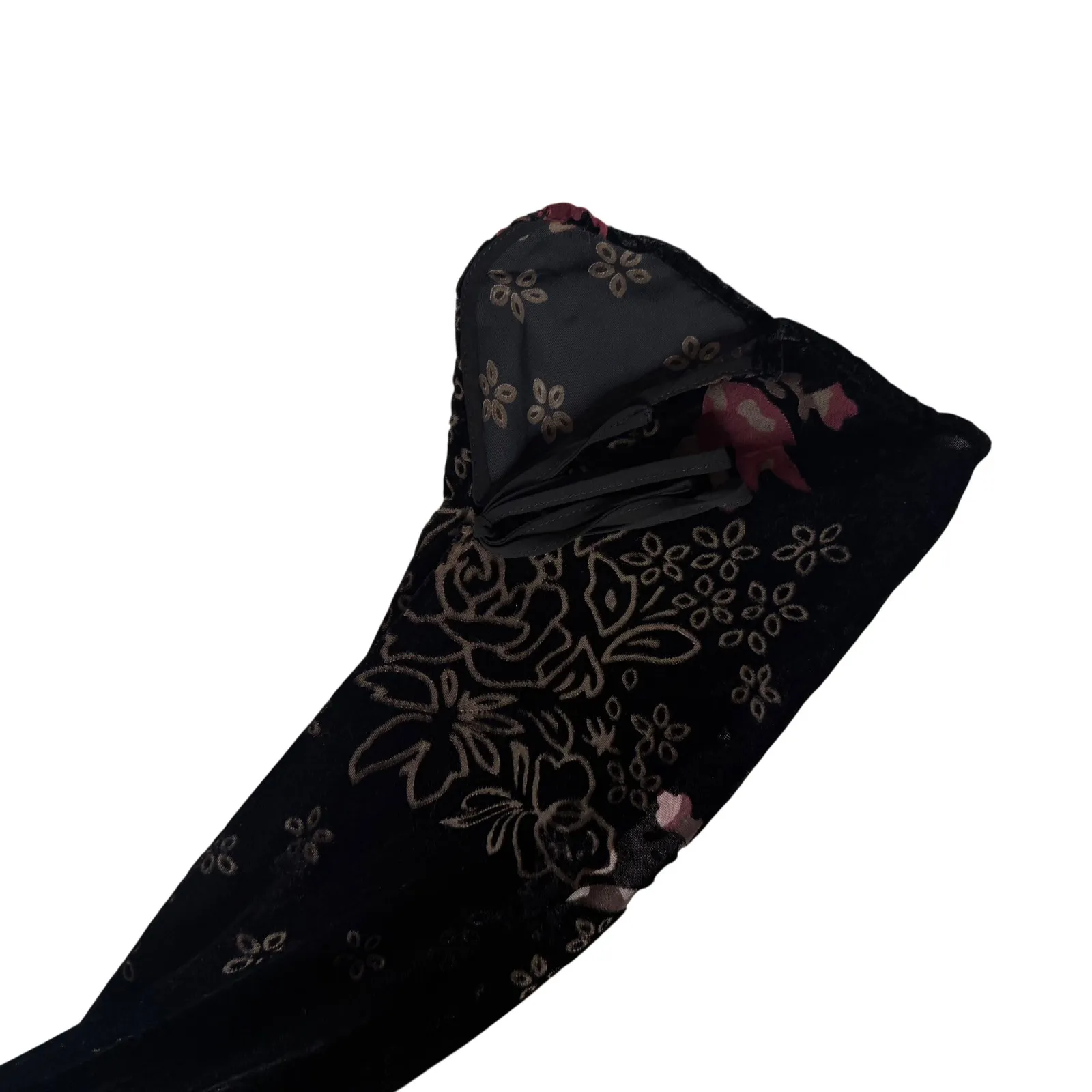 Dalia Velvet Burnout Dark Floral Bell Sleeve Top Size S Fairy Whimsigoth BOHO Black - Image 13