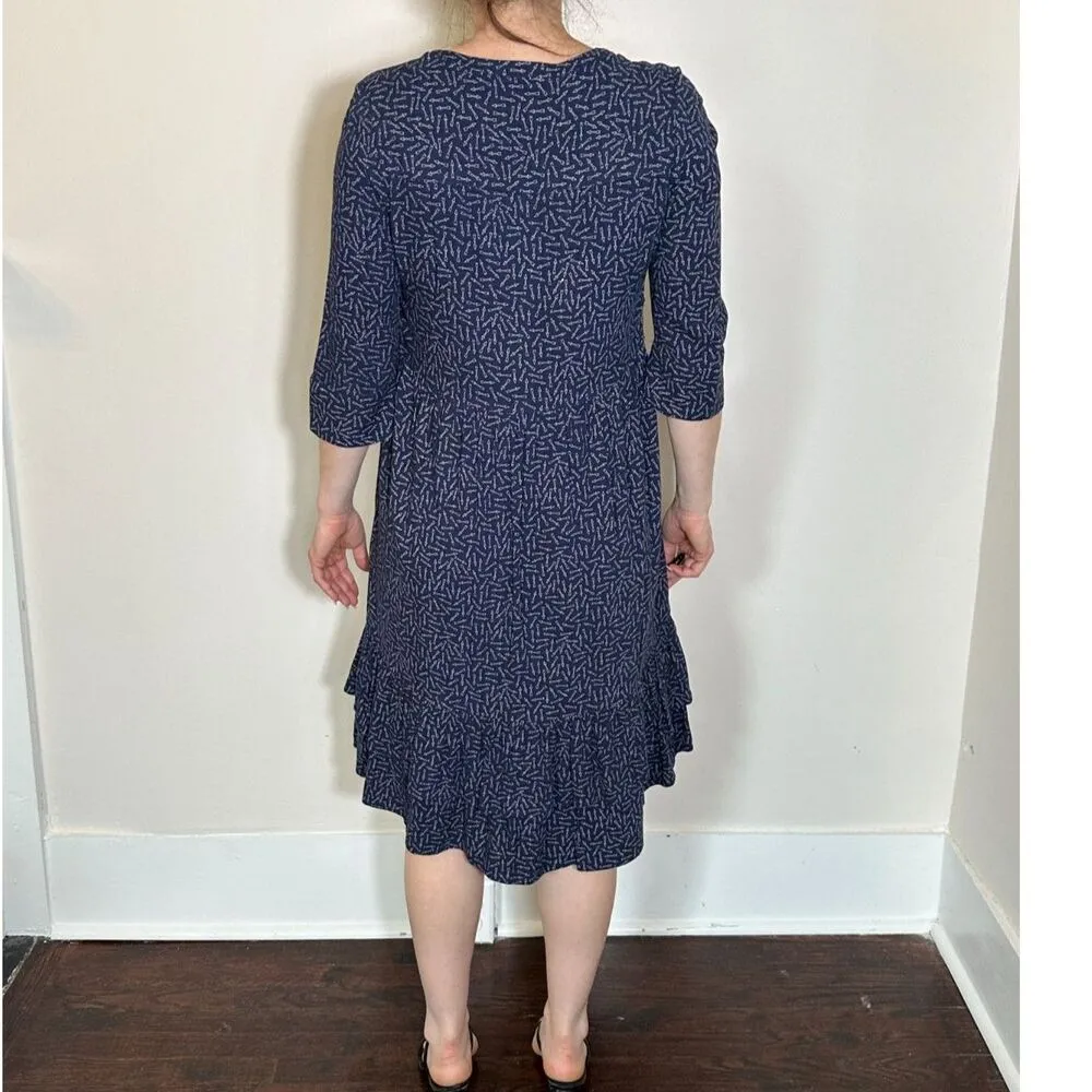 BODEN Blue White Arrow Print Ruffle Skirt Mini Dress with Pockets Size 6L - Image 5