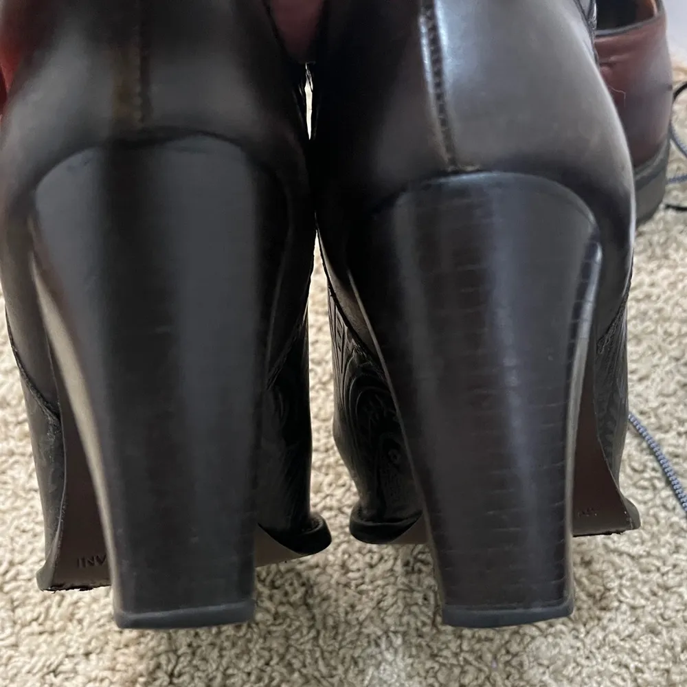 Antonio Melani  Floral Embossed Leather Square Toe Cowboy Heeled Boots Size 8.5 - Image 13