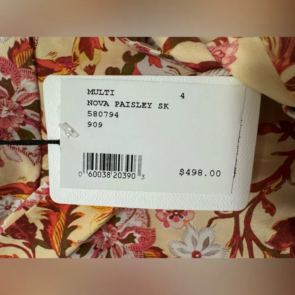 $498 NEW AMUR Nova Paisley Silk Wrap Maxi Skirt Size 4 Pink - Image 7