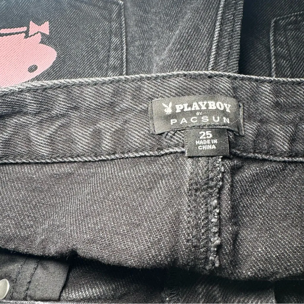 Women’s Pacsun by Playboy Bunny Print Cut-Off Denim Shorts 25 - Image 4