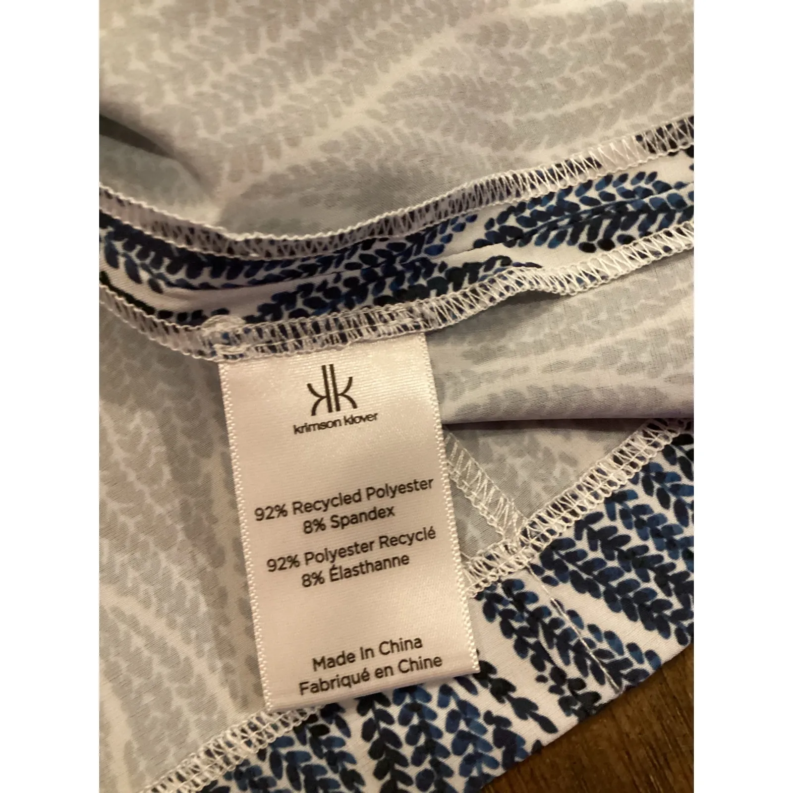 Krimson Klover Piper geo print mini halter Dress Blue and white built in bra L Size L - Image 9