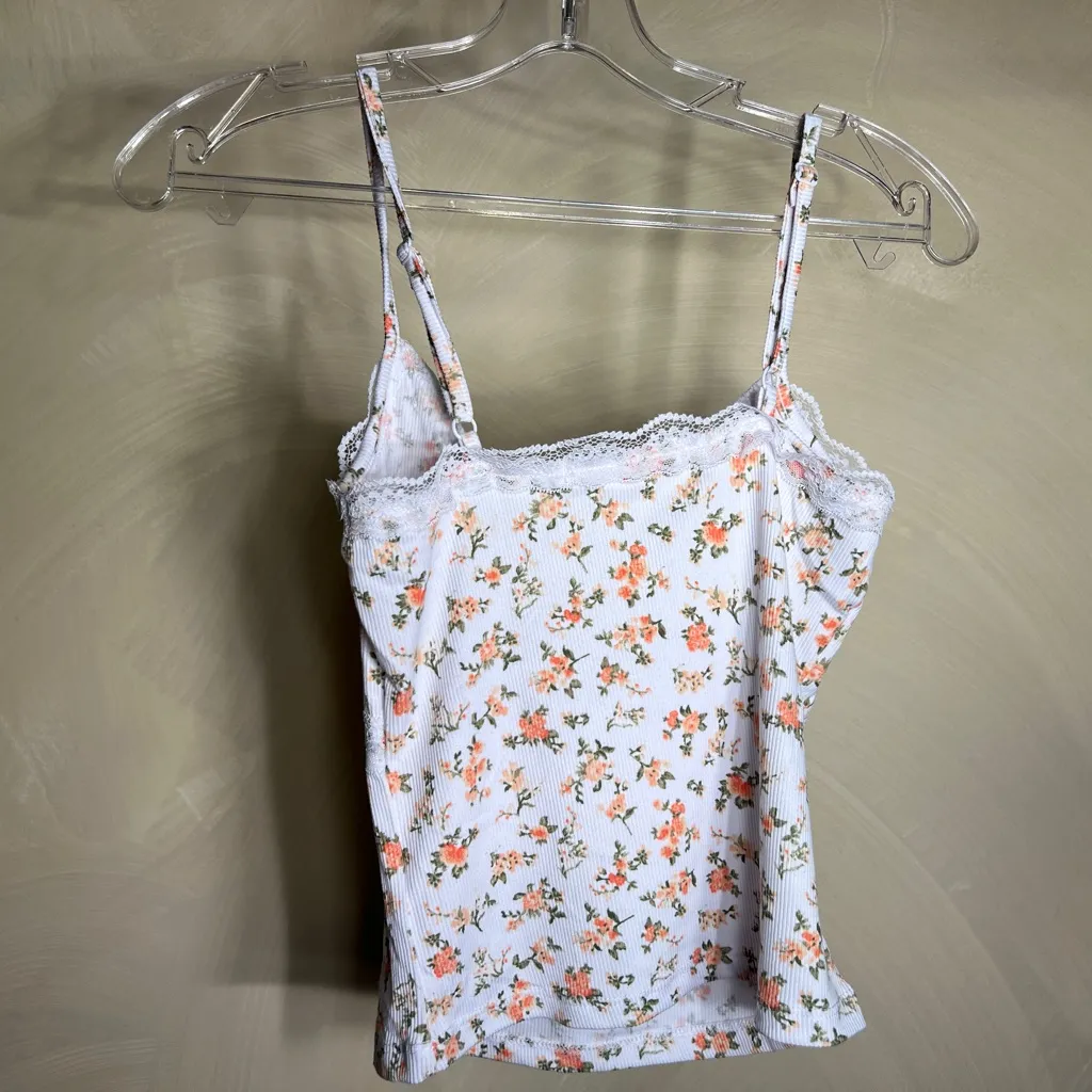 Charlotte Russe Babydoll Camisole Lace Trim Floral Feminine Cute Y2K Tank Top|SM - Image 3