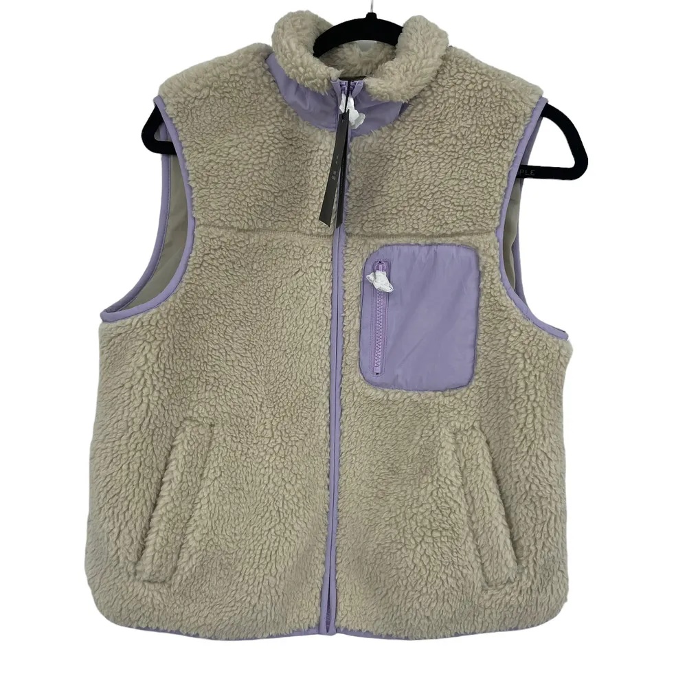 Vero Moda Vmcille Short Teddy Fleece Waistcoat Lavender Vest Size XS NWT - Image 2