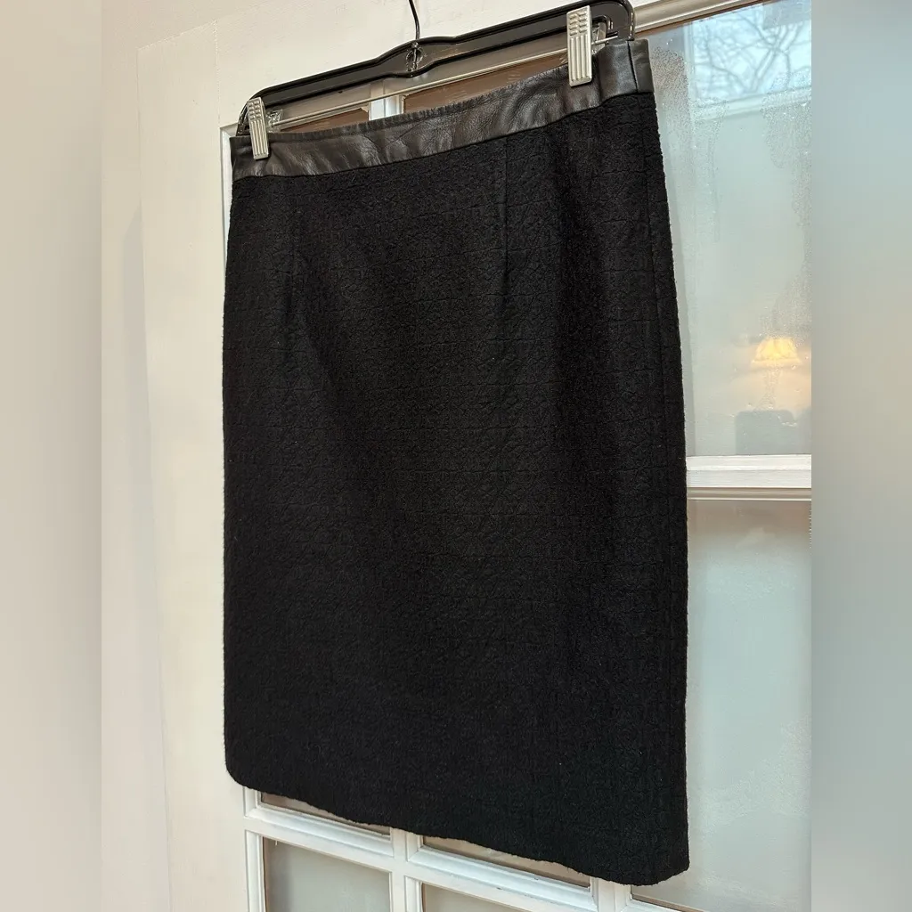 Vintage Nanette Lepore Y2K Black Leather Trim Classic Timeless Skirt Size 6 S - Image 3