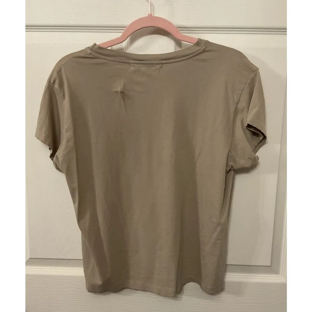 Free People x Daydreamer Beverly Hills Cropped Tan Tee, sz M Size M - Image 4