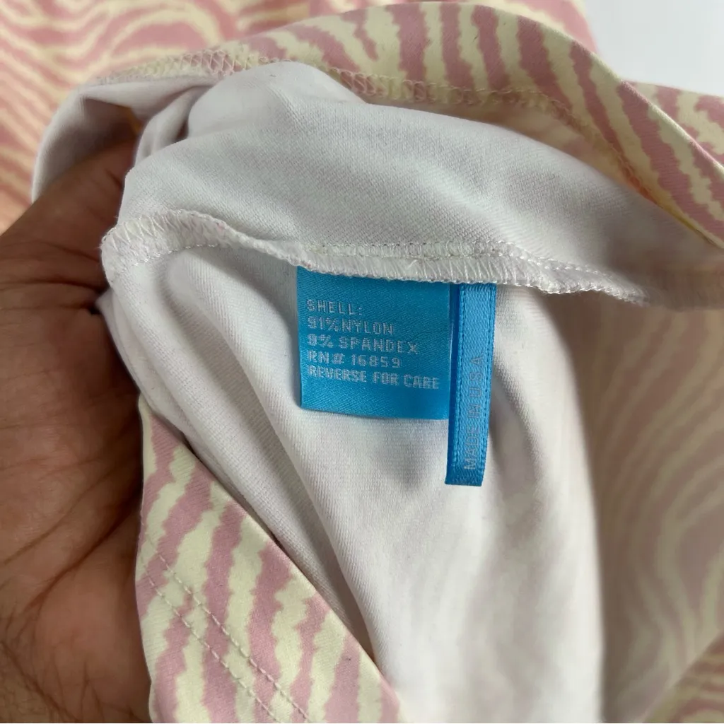 J. McLaughlin Pink Cream Printer Catalina Cloth 3/4 Sleeve Gathered Sheath Dress - Image 7