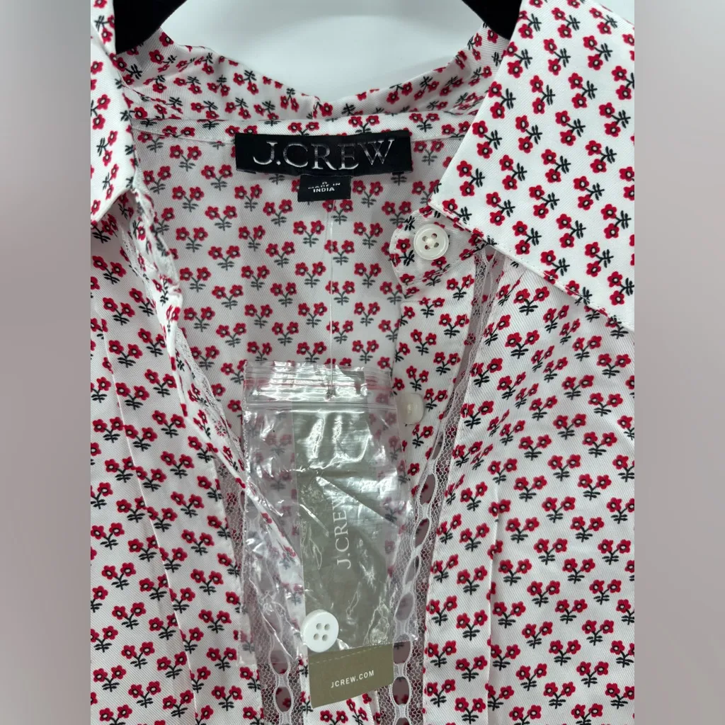 J.Crew Wren lace-trim shirtdress in glossy twill - Image 6