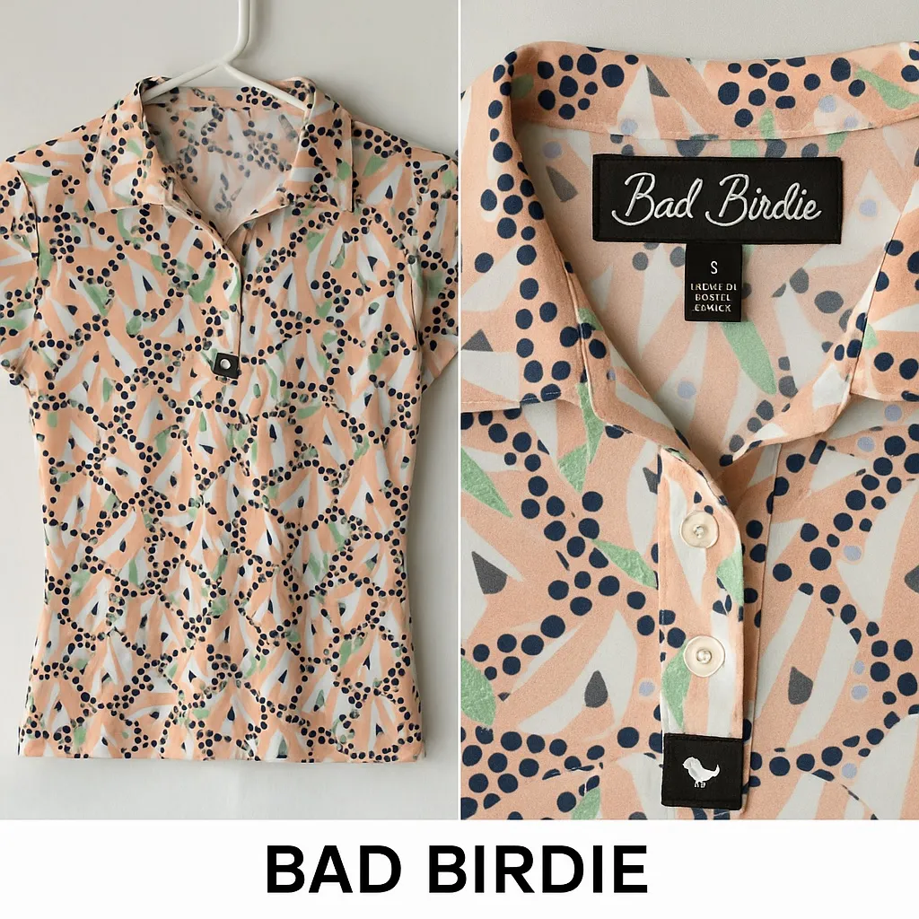 BAD BIRDIE • Women's Golf Polo SS23 Abstract Fish Core Performance BBW02 - Image 2