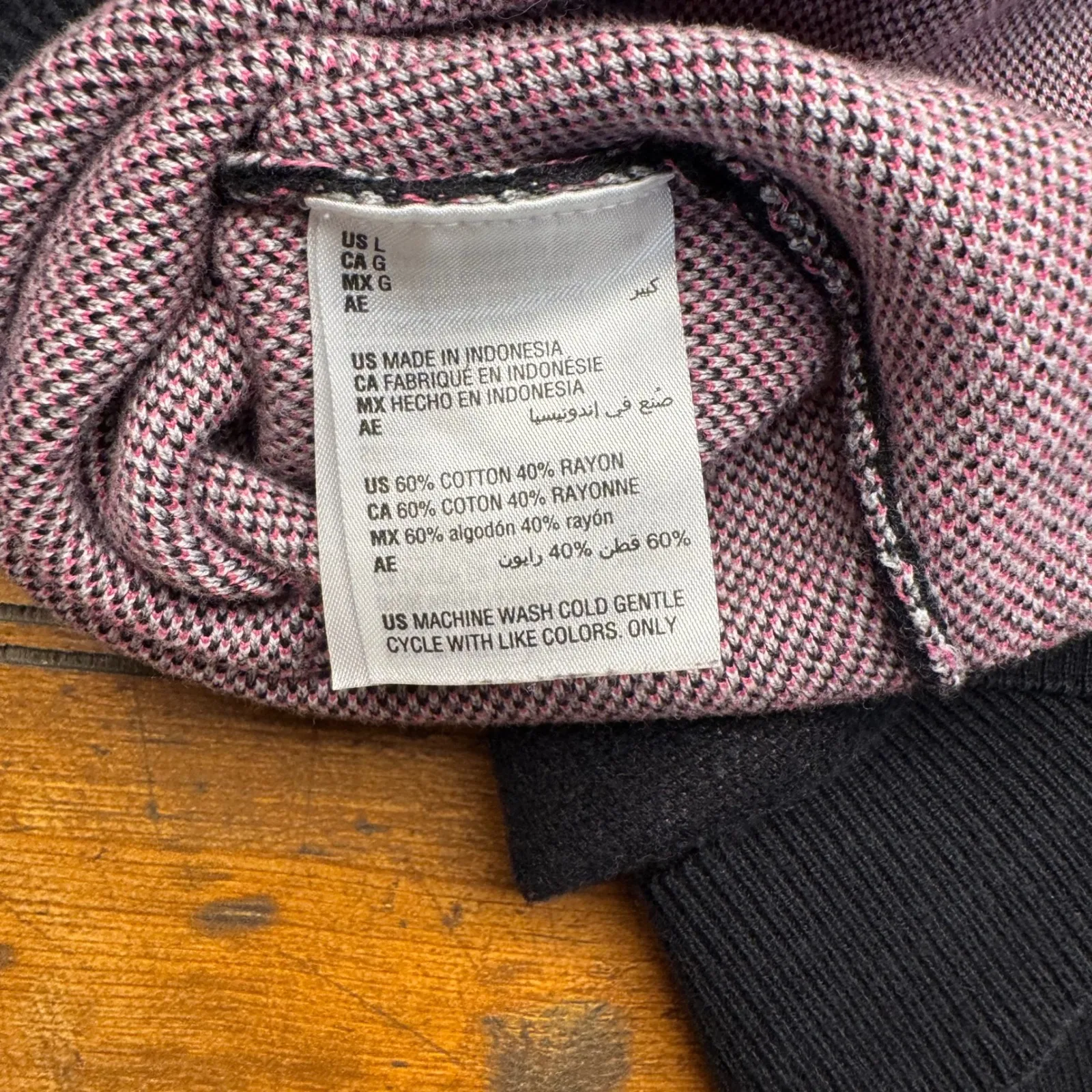 Bar III Women Black Pink Leopard Zebra Print Chevron Knit‎ Sweater Size L - Image 6