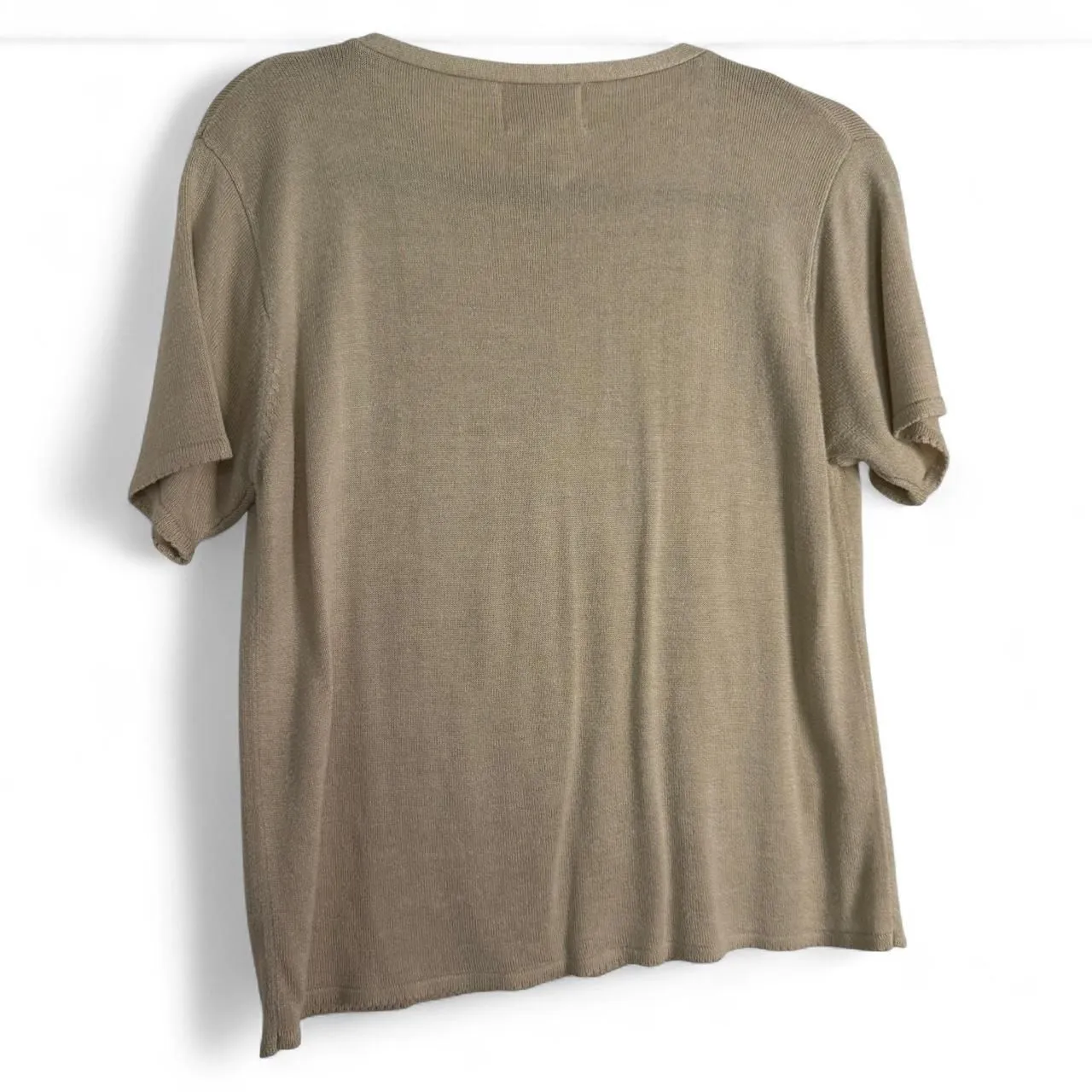 Vintage Jenny Sweater Size L Tan Beige Floral Embroidered Short Sleeve Knit Top Brown Size L - Image 6