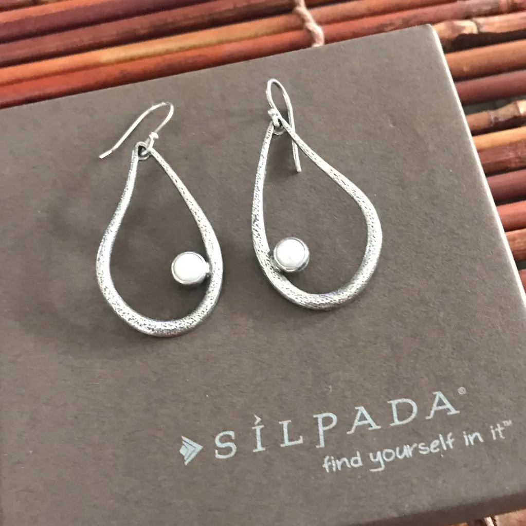 Silpada Sterling Silver Tear Drop Pearl Earrings - Image 2