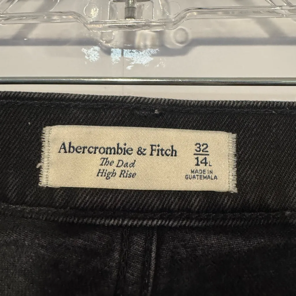 Black Abercrombie and Fitch the Dad high rise asymmetrical button jeans - Image 4