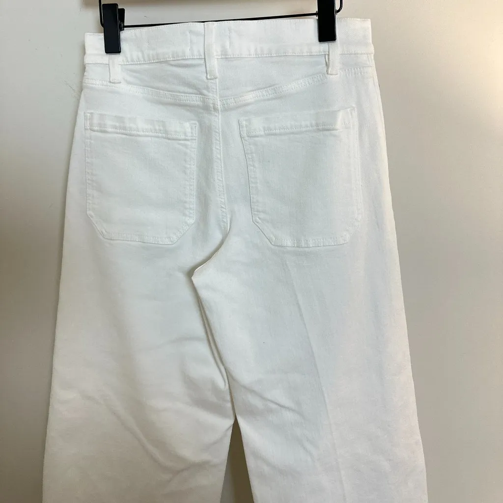 FRAME Le Slim Palazzo Patch Pocket High Waist Wide Leg Jeans in White Size US 28 - Image 7