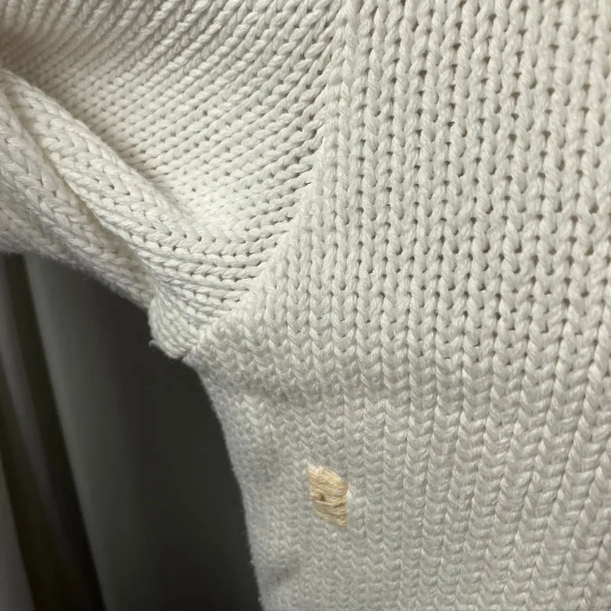 Blue Willi's Life Danish Design White Cotton Knit Full Zip Up Jacket‎ L Pastel Size L - Image 5