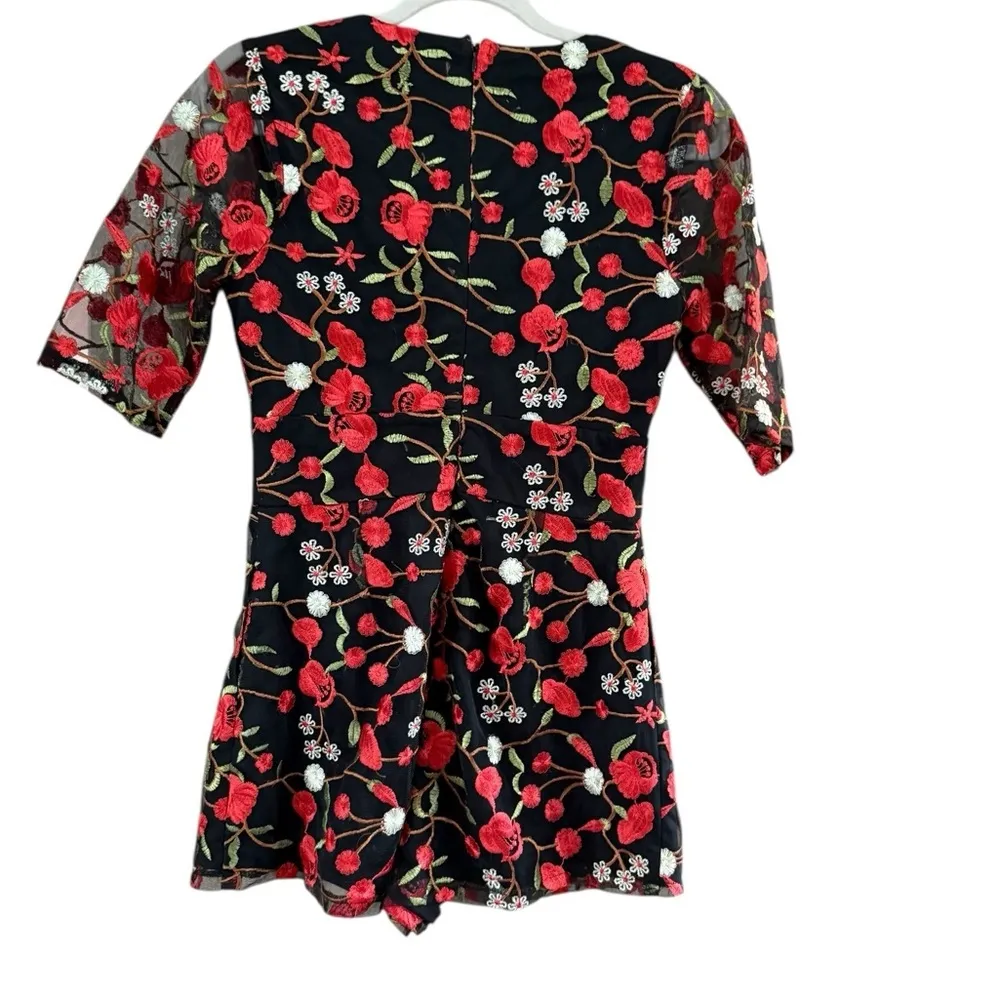 Lulus Black and Red Floral Print Wrap Jumpsuit - Image 8