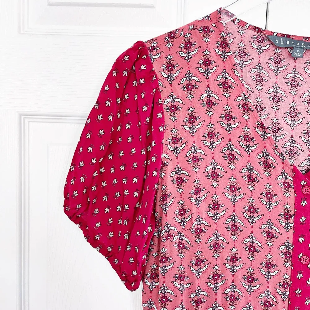 Sharagano Mixed-Print Sharkbite Hem Dress - Image 4