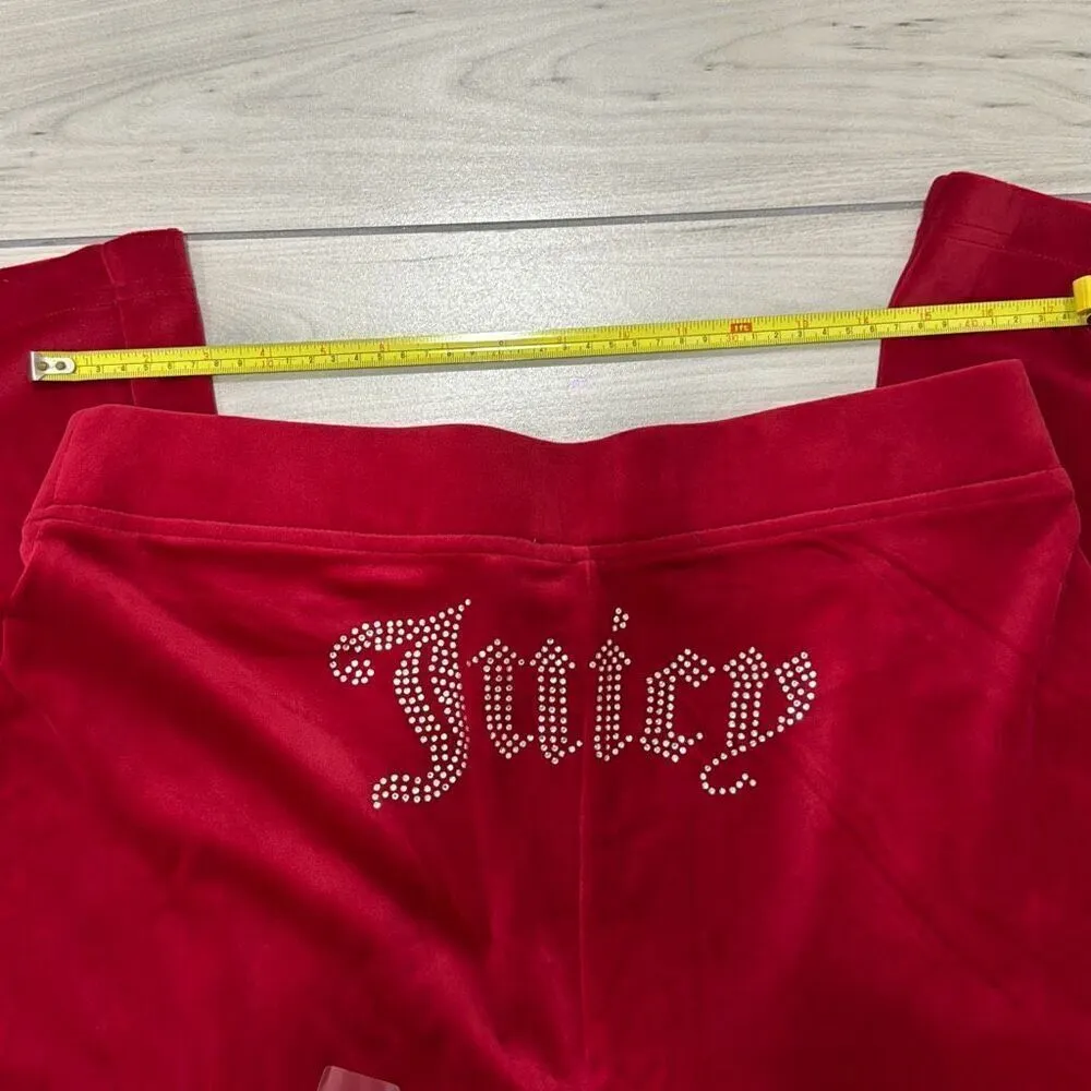 NWT juicy couture rhinestoned red velour sweatpants size large - Image 5