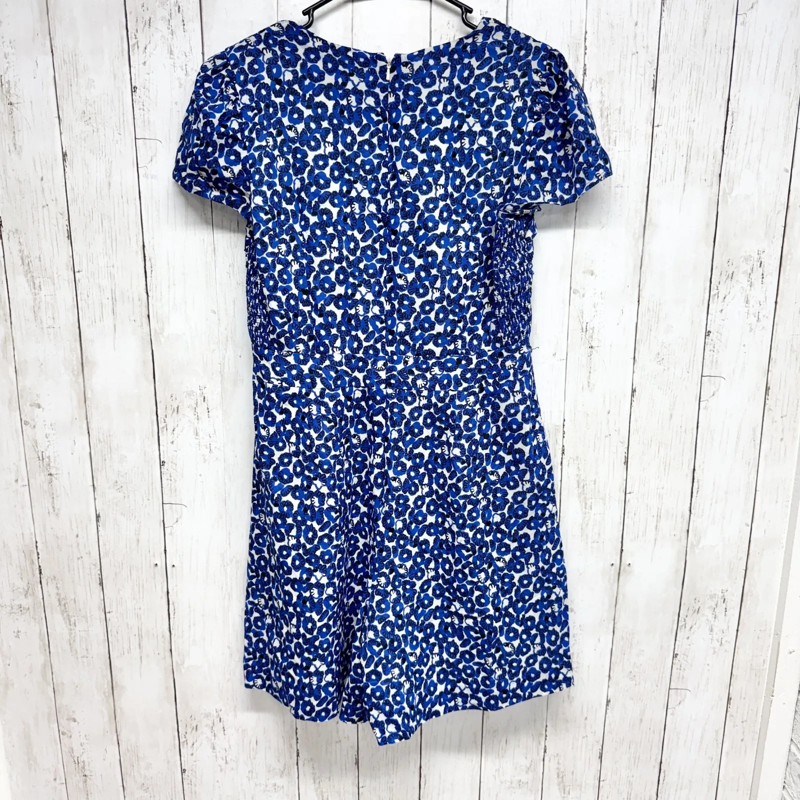 Anthropologie Leifnotes Dress Women Size 12 Drafted Petals Romper Blue Floral - Image 8