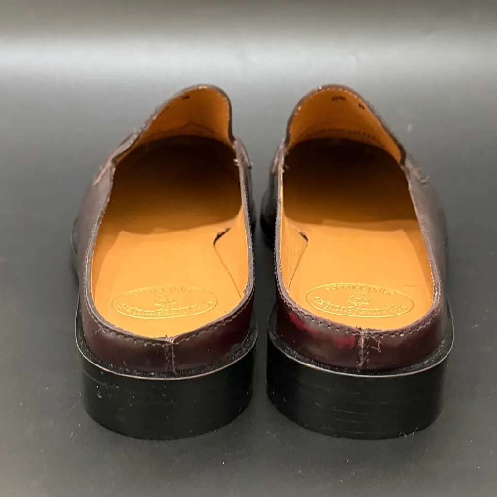 BROOKS BROTHERS Red Fleece Burgundy Leather Tassel Loafers Mules Womens Size 8.5 - Image 5