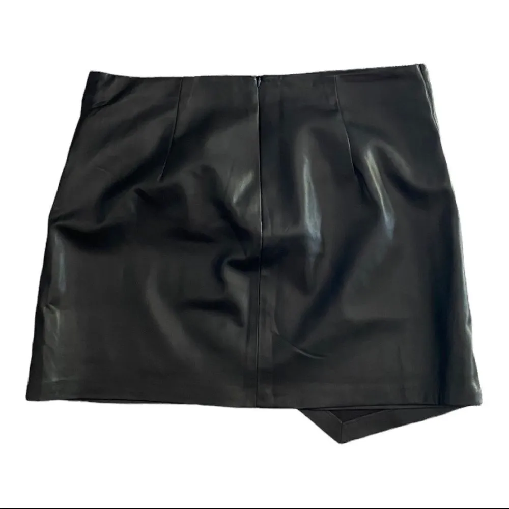MNG Skin effect faux leather wrap mini skirt XXL Wednesday goth - Image 5