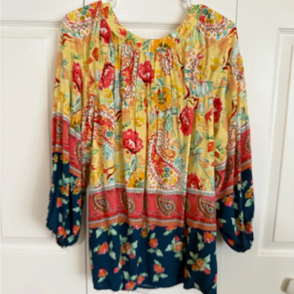 Figueroa & Flower Bohemian Floral Paisley Blouse Sz L - Image 6