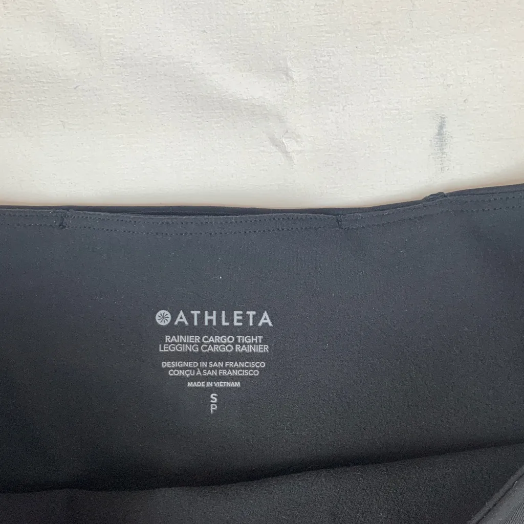 Athleta size small Black Rainer Cargo tight  High-Waisted Leggings reflective - Image 3