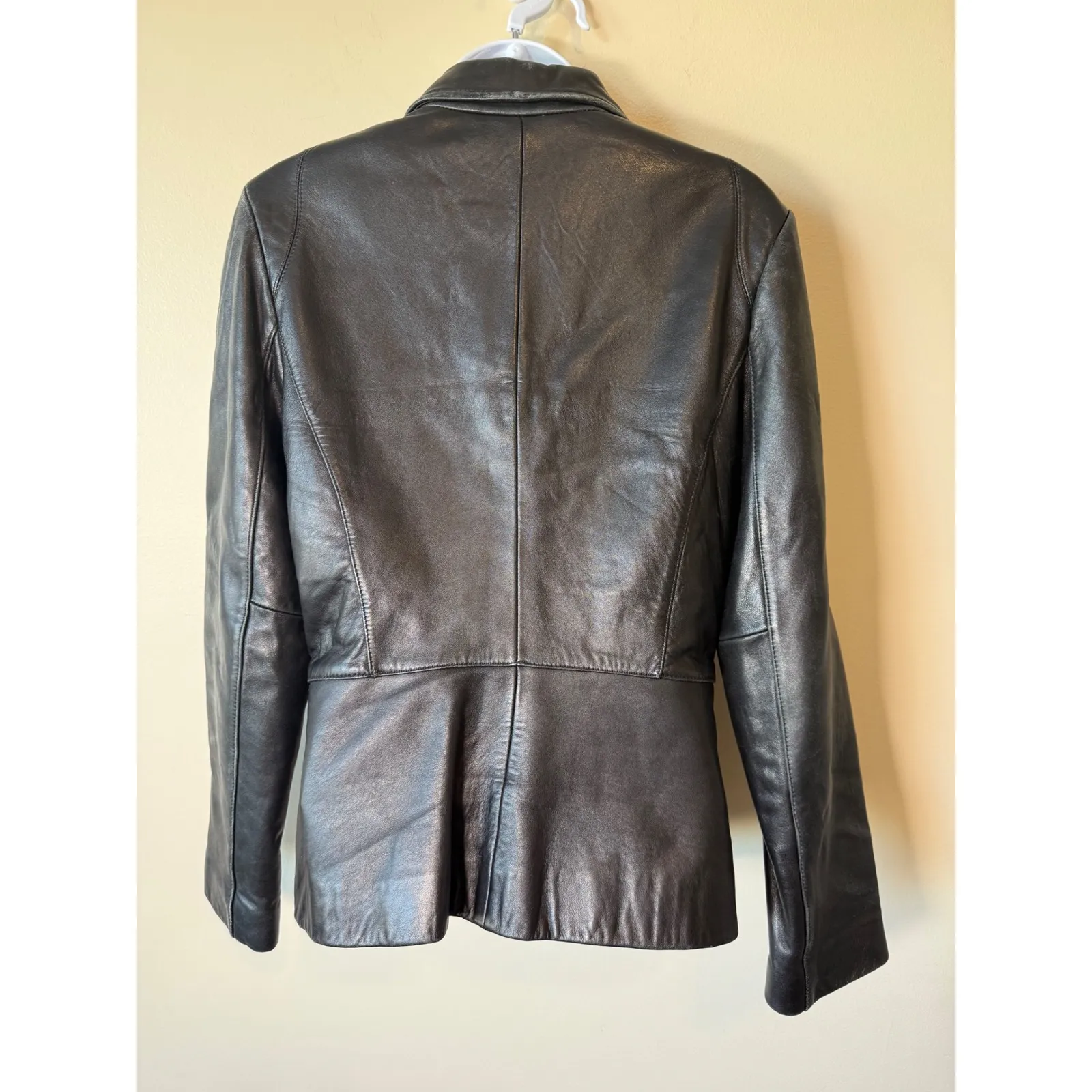 Reaction Kenneth Cole  Leather Jacket Women's Collared‎ Full Zip Black Small - Image 6